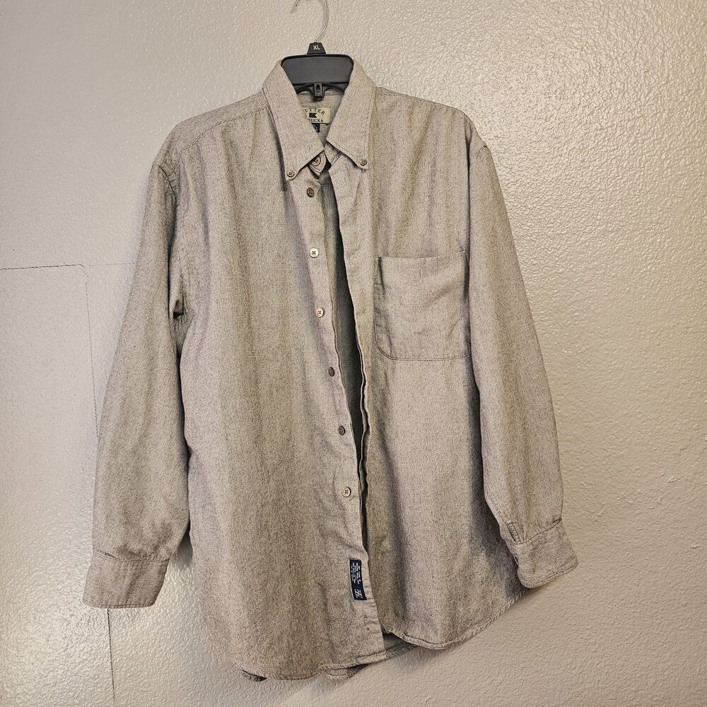 cutter and buck button down shirt Sz XL Beige Micro Check Office Casual Z0010